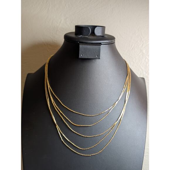 Vintage Five Strand Liquid Gold Filled Bead 18" Necklace - Picture 7 of 7